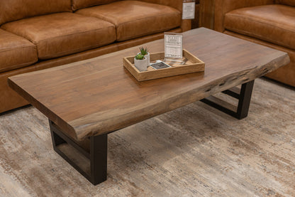 Malcolm Acacia 60" Live Edge Coffee Table - Natural + Gray