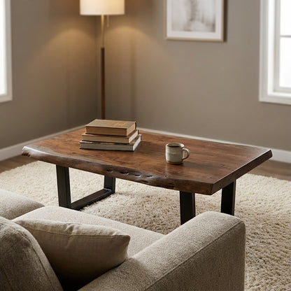 Malcolm Acacia 60" Live Edge Coffee Table - Natural + Smoke