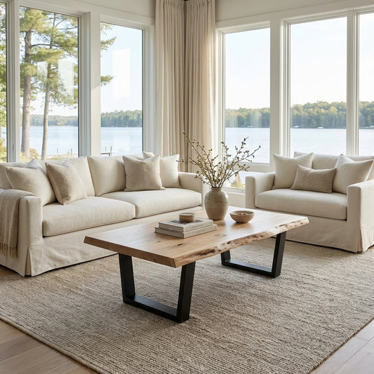 Malcolm Acacia 60" Live Edge Coffee Table - New White Wash