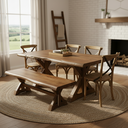 Malcolm Acacia 72" Live Edge Dining Table - Natural + Smoke