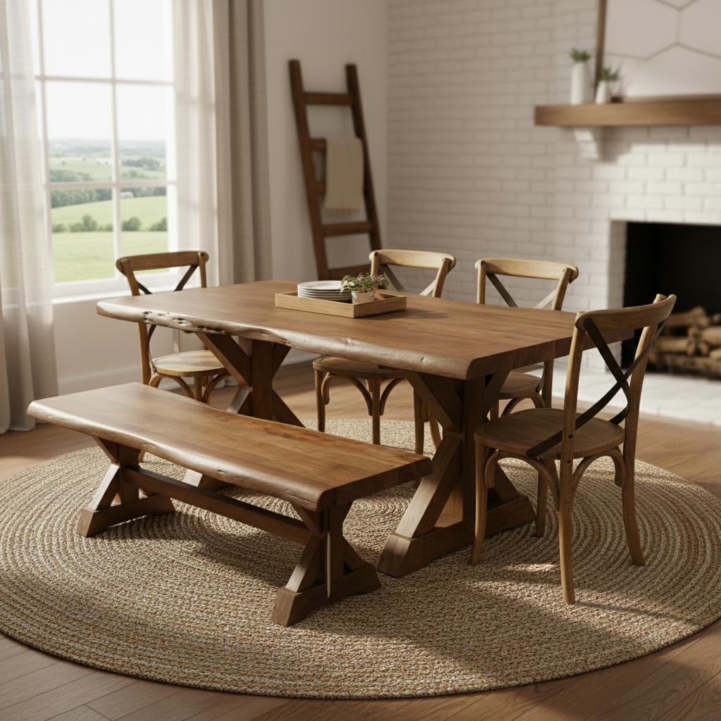 Malcolm 60" Acacia Live Edge Dining Bench - Natural + Smoke