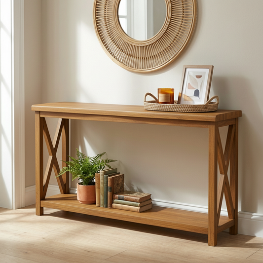 Malcolm Acacia 80" Live Edge Console Table - Natural + Gray