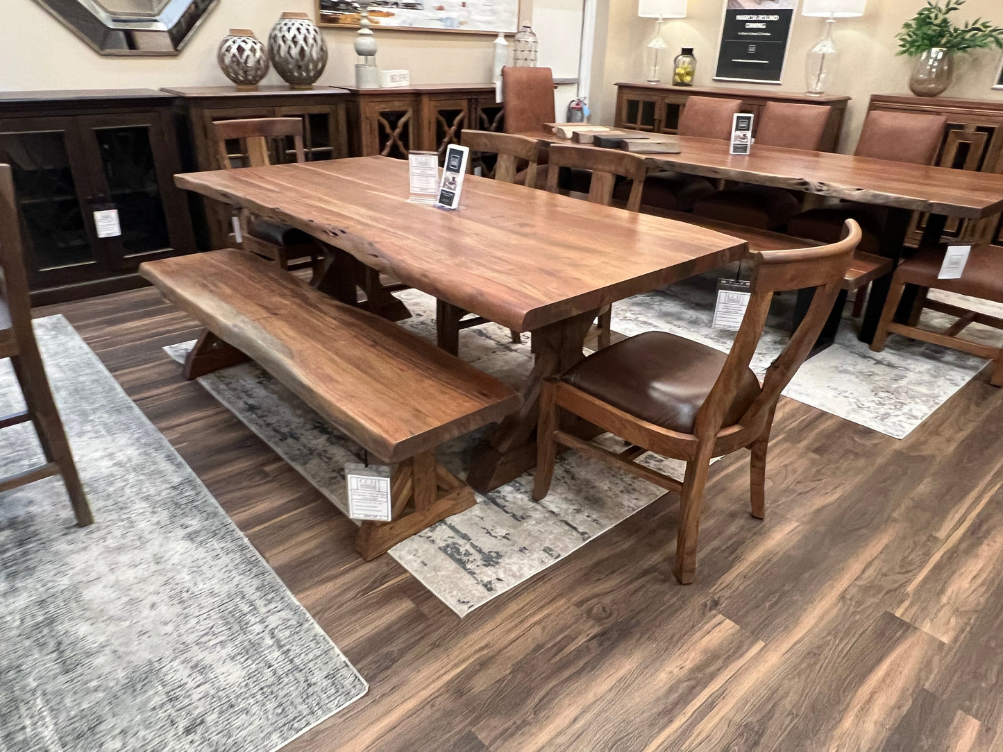 Malcolm Acacia 84" Live Edge Dining Table - Natural + Gray