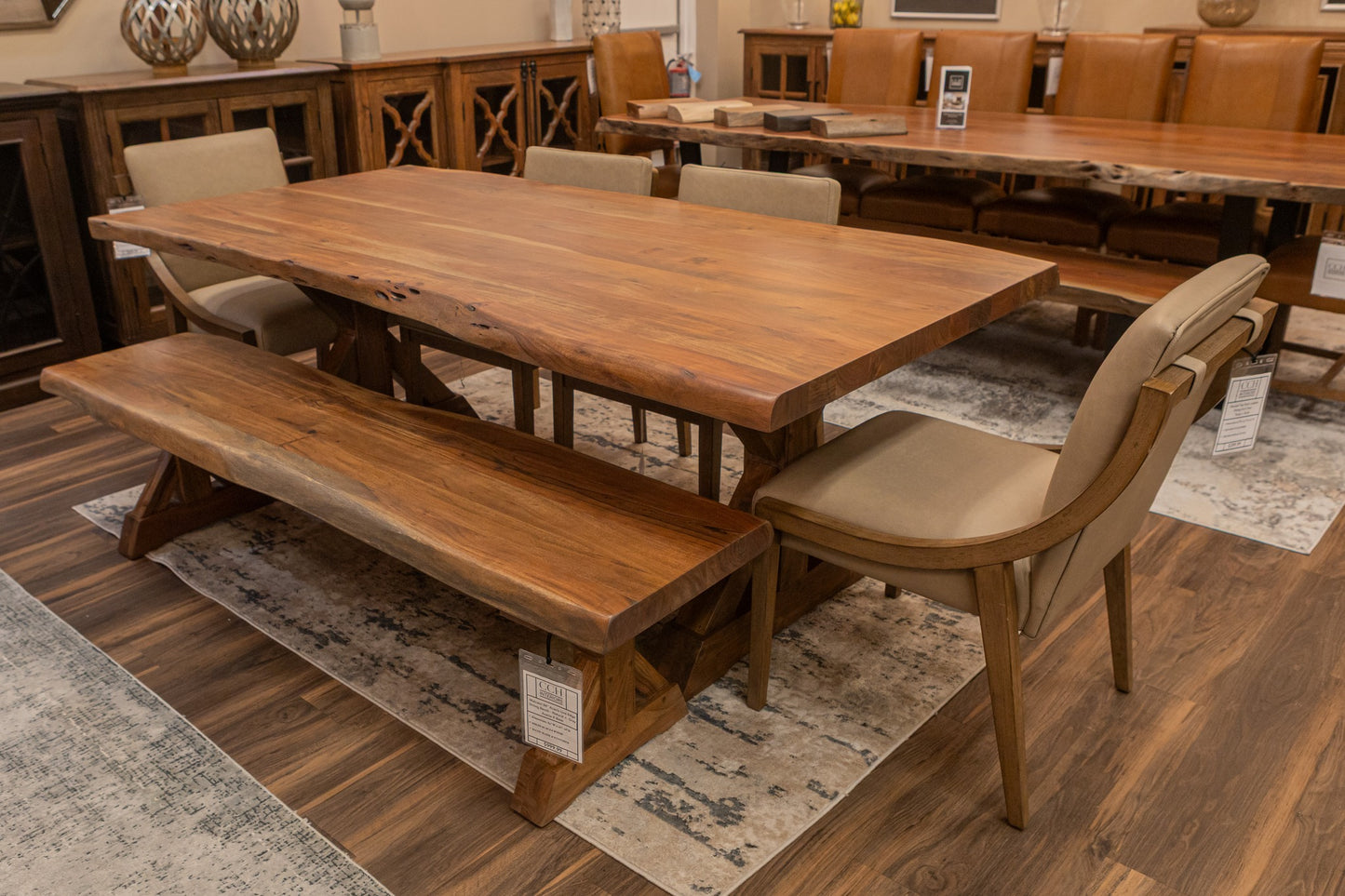 Malcolm Acacia 84" Live Edge Dining Table - Natural + Gray