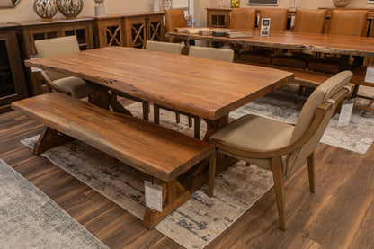 Malcolm Acacia 84" Live Edge Dining Table - Natural + Gray