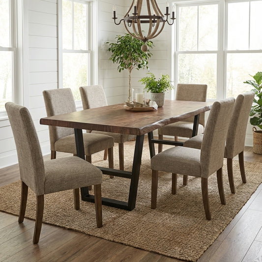 Malcolm Acacia 84" Live Edge Dining Table - Natural + Smoke