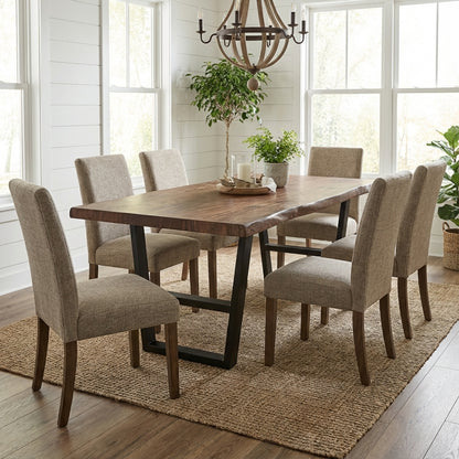 Maxwell Acacia 84" Dining Table - Natural + Smoke