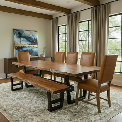 Malcolm Acacia 96" Live Edge Dining Table - Natural + Gray