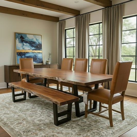 Malcolm Acacia 96" Live Edge Dining Table - Natural + Gray