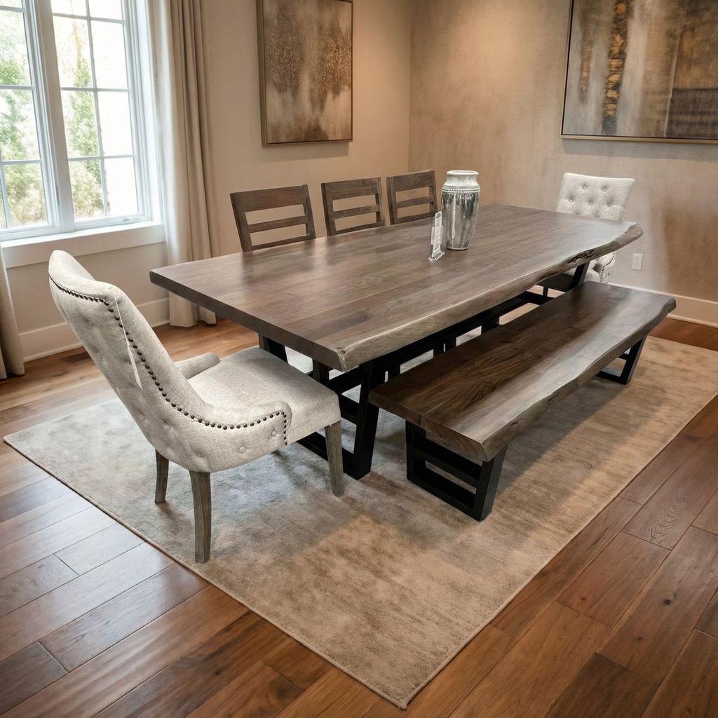 Malcolm Acacia 96" Live Edge Dining Table - Natural + Smoke