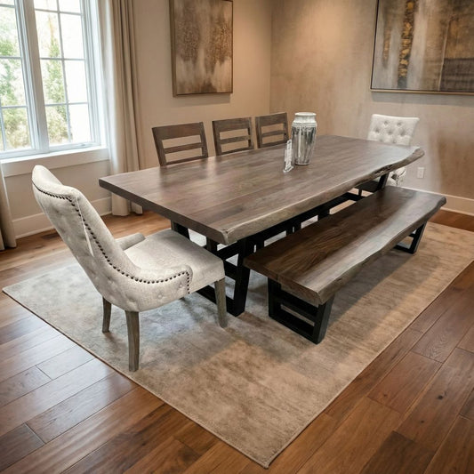 Malcolm 72" Acacia Live Edge Dining Bench - Natural + Smoke