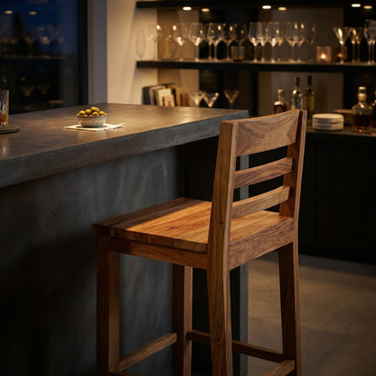 Malcolm Acacia Ladderback Bar Stool - Natural