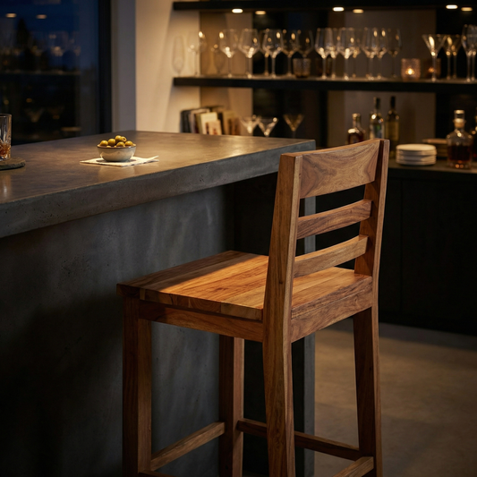 Malcolm Acacia Ladderback Bar Stool - Natural