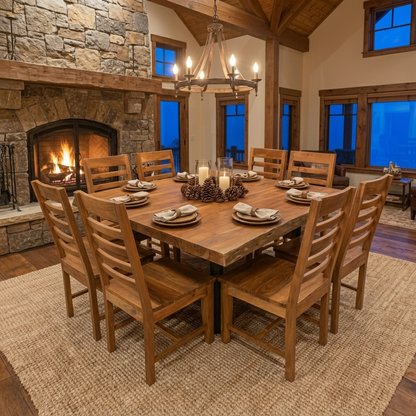 Malcolm Acacia Ladderback Dining Side Chair - Natural + Gray