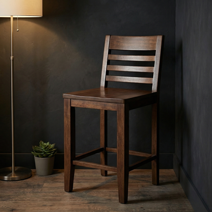 Malcolm Acacia Ladderback Counter Stool - Natural + Black