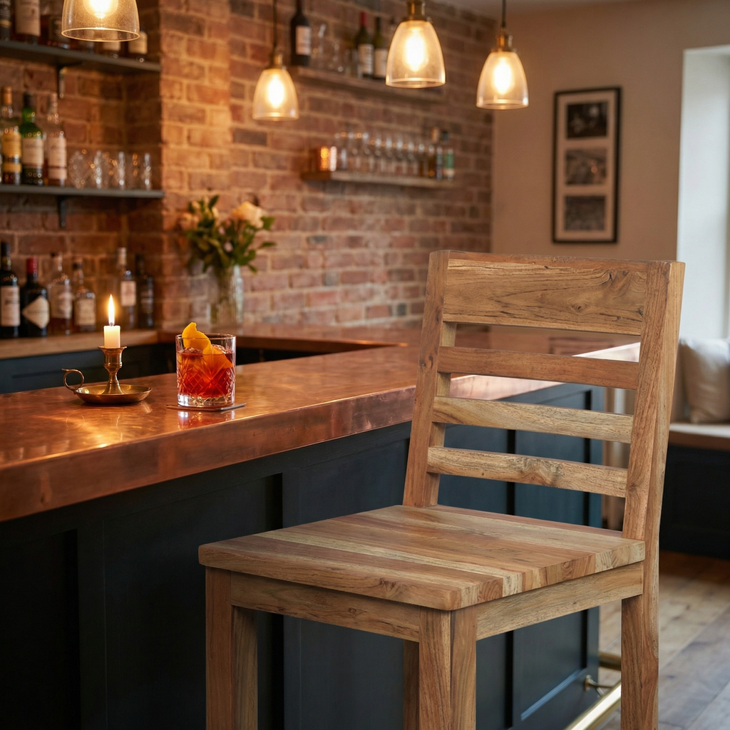 Malcolm Acacia Ladderback Counter Stool - Natural