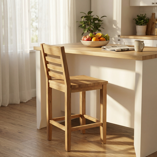 Malcolm Acacia Ladderback Counter Stool - Natural + Gray