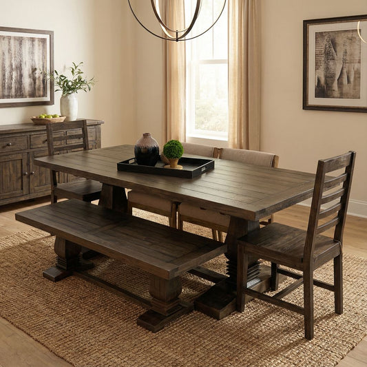 Constantine 84" Trestle Dining Table - Distressed Natural