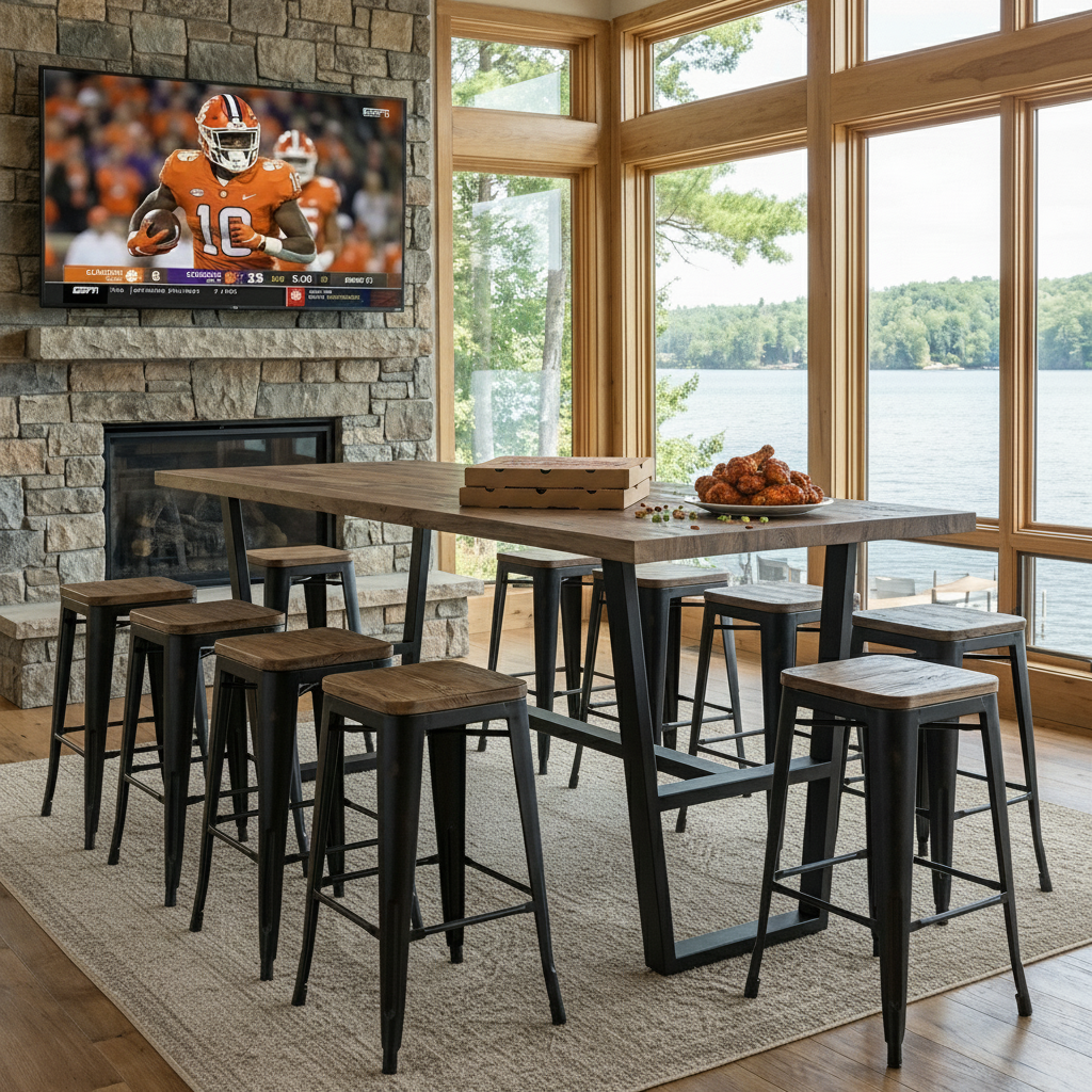 Maxwell Acacia 120" Bar Height Pub Table - Natural + Smoke