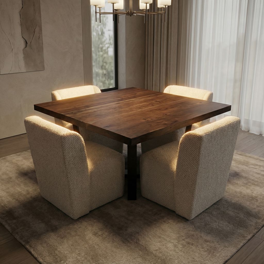 Maxwell Acacia 54" Square Dining Table - Natural + Smoke BASE