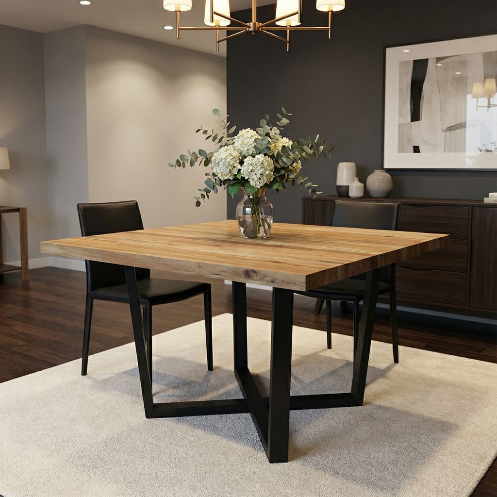 Maxwell Acacia 54" Square Dining Table - Natural + Gray