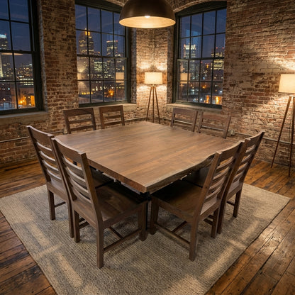 Malcolm 60" Acacia Live Edge Square Dining Table - Natural + Smoke