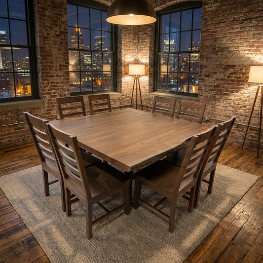 Malcolm 60" Acacia Live Edge Square Dining Table - Natural + Smoke