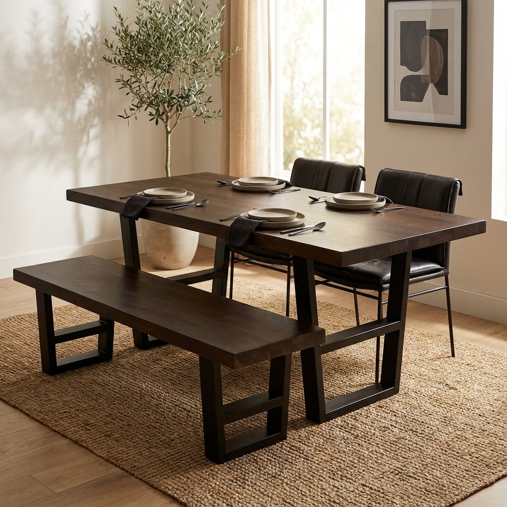 Maxwell Acacia 72" Dining Table - Natural + Smoke