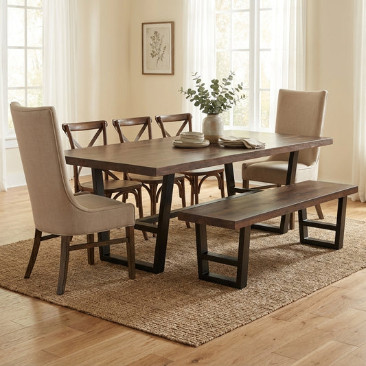 Maxwell Acacia 96" Dining Table - Natural + Smoke