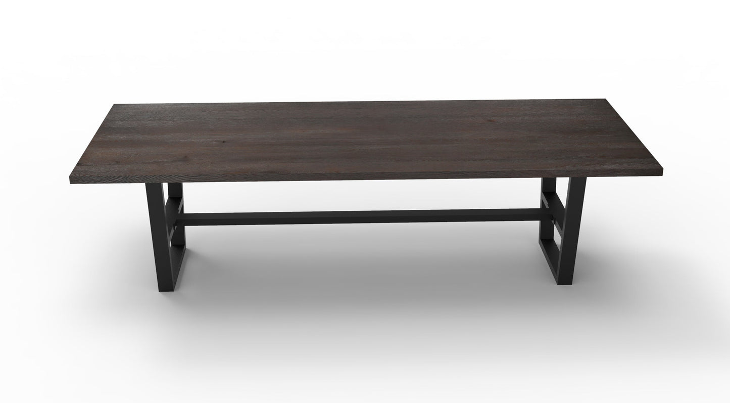 Wallace 108" Oak Dining Table - Sandblasted Black