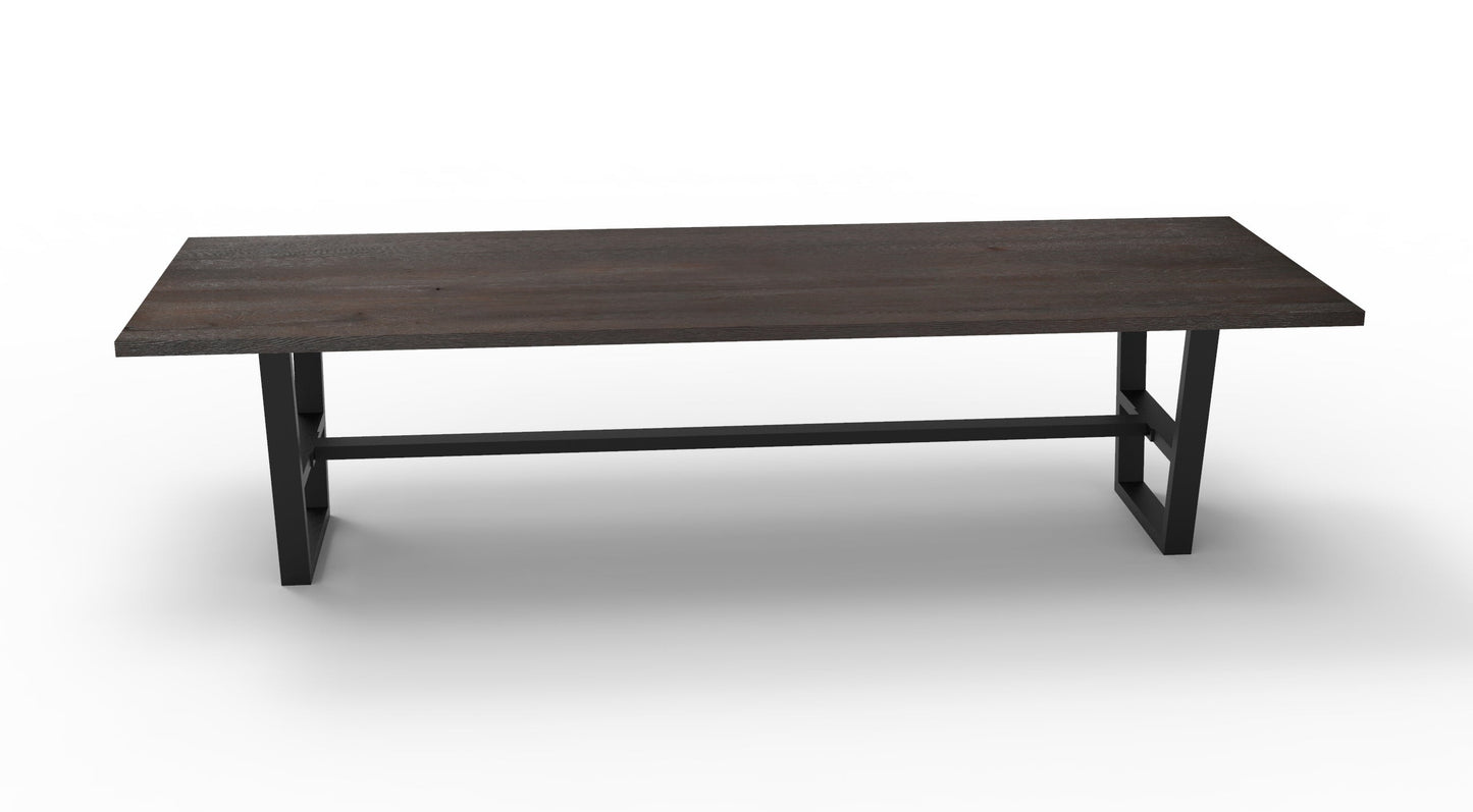 Wallace 120" Oak Dining Table - Sandblasted Black