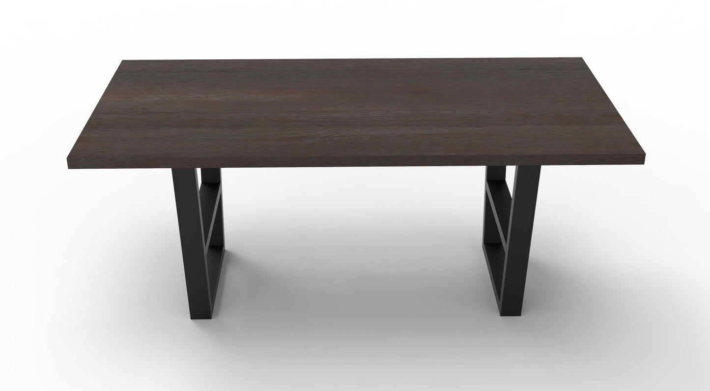 Wallace 72" Oak Dining Table - Sandblasted Black