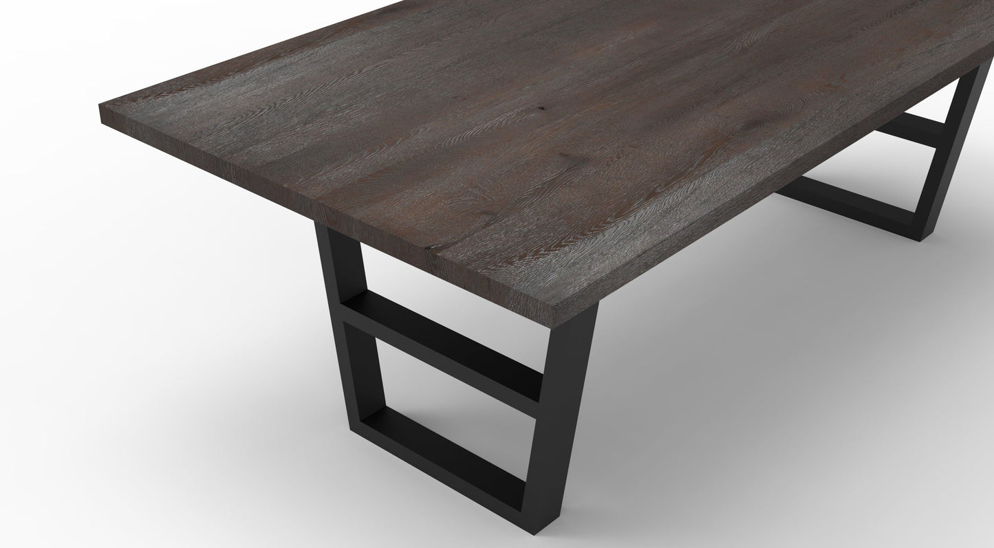 Wallace 84" Oak Dining Table - Sandblasted Black