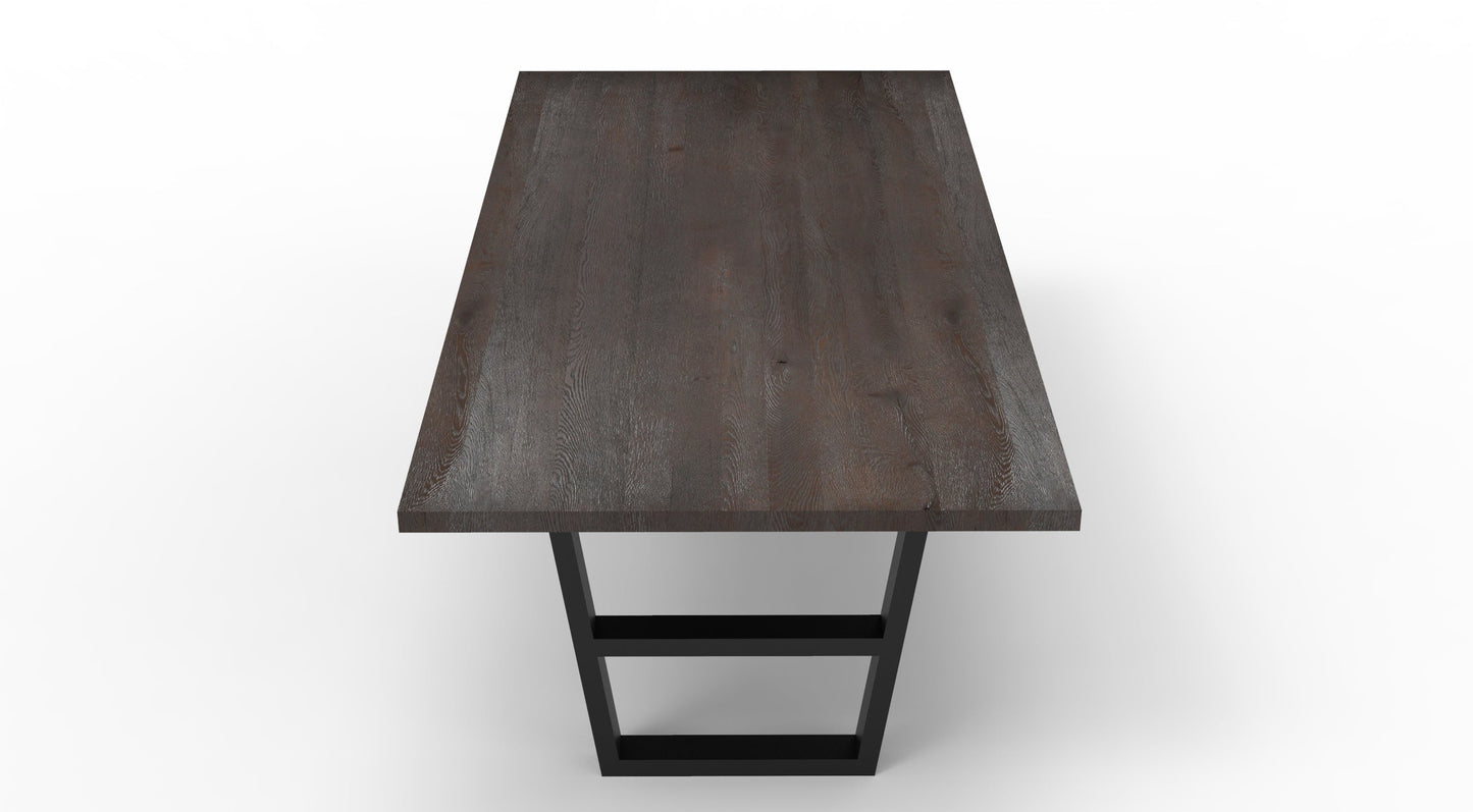 Wallace 84" Oak Dining Table - Sandblasted Black