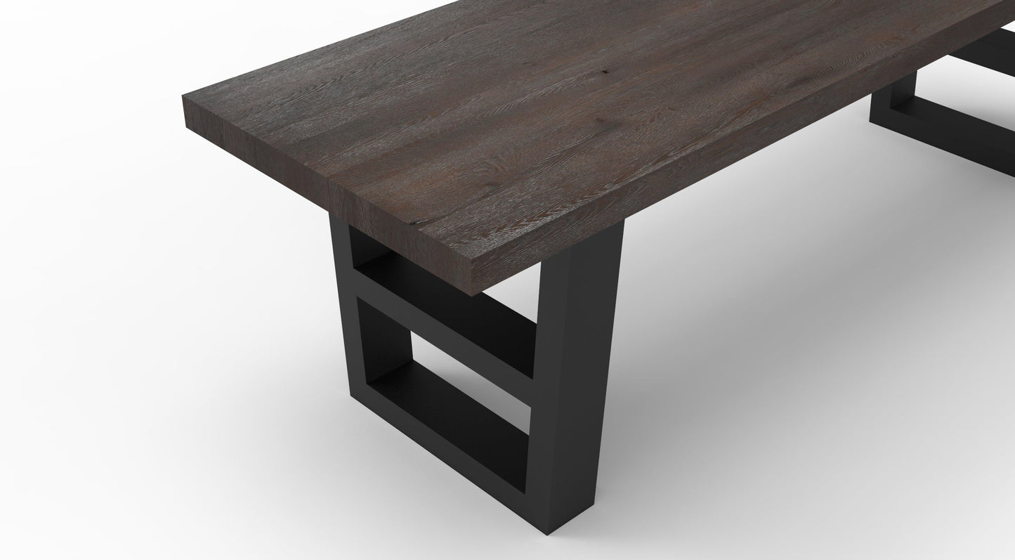 Wallace 60" Oak Dining Bench - Sandblasted Black