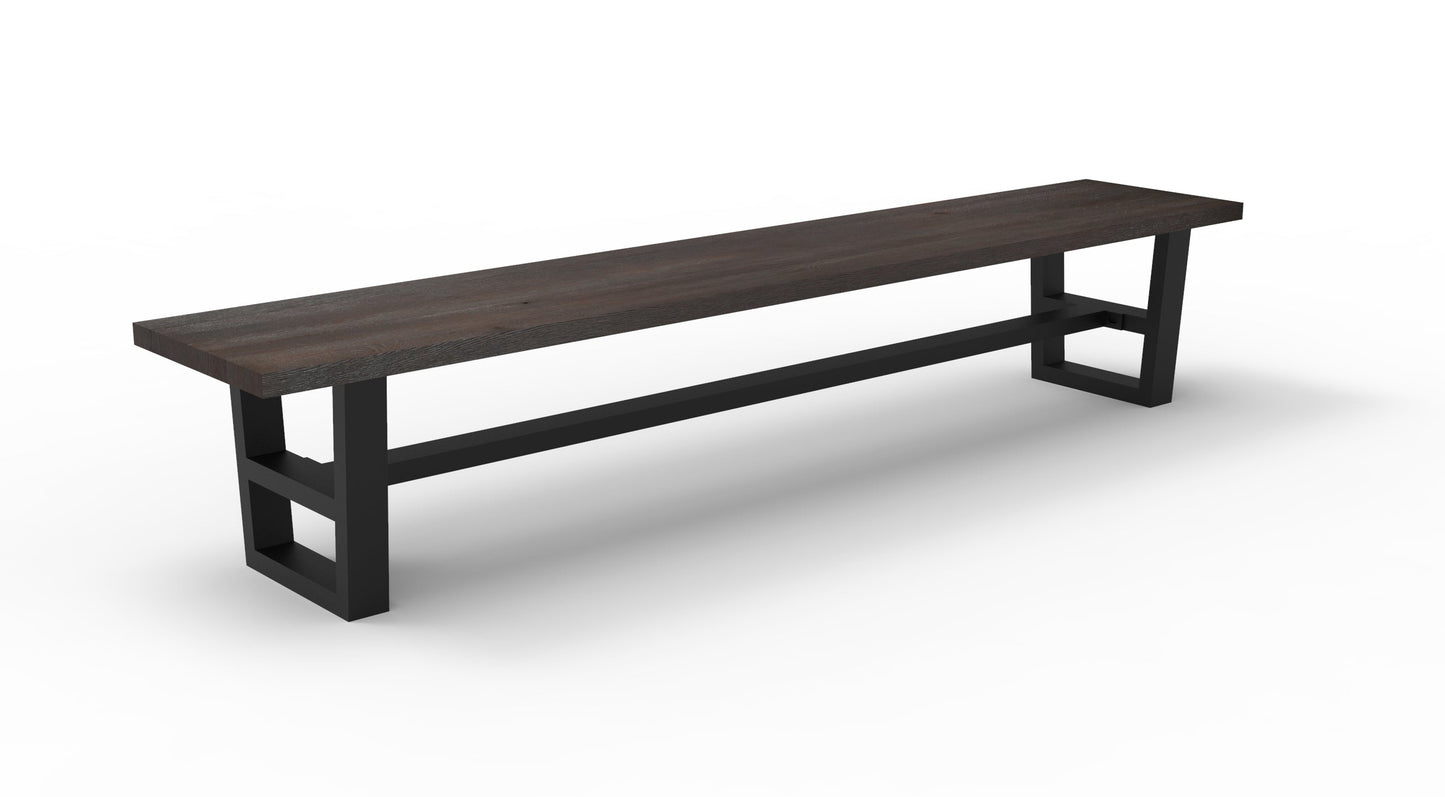 Wallace 96" Oak Dining Bench - Sandblasted Black