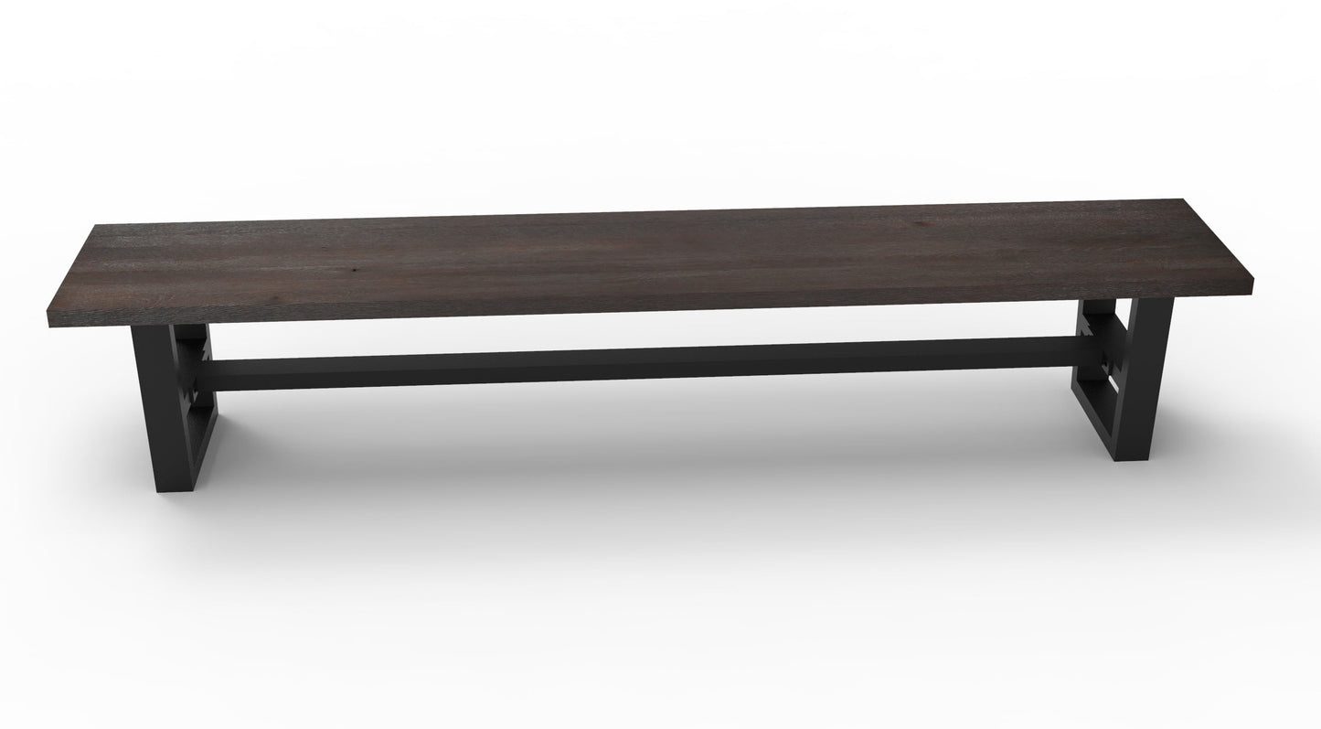 Wallace 96" Oak Dining Bench - Sandblasted Black
