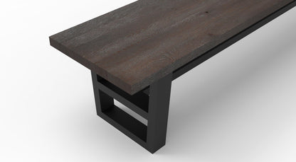 Wallace 96" Oak Dining Bench - Sandblasted Black