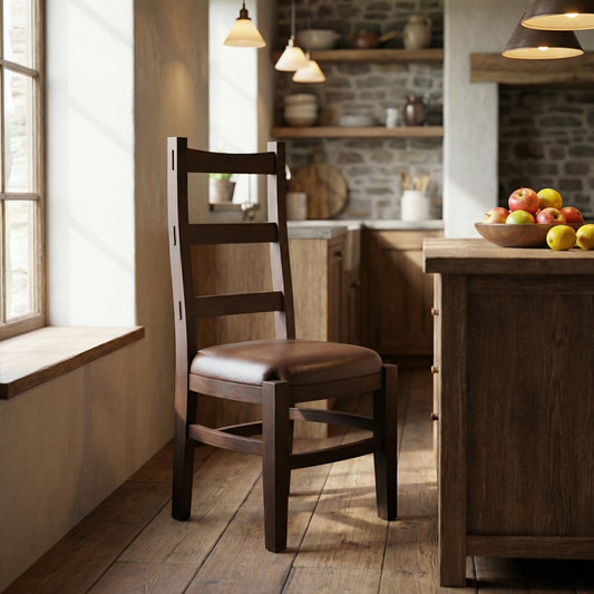 Pascal Acacia Dining End Chair - Natural + Black