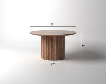 Marisol 53" Fluted Round Dining Table - Natural