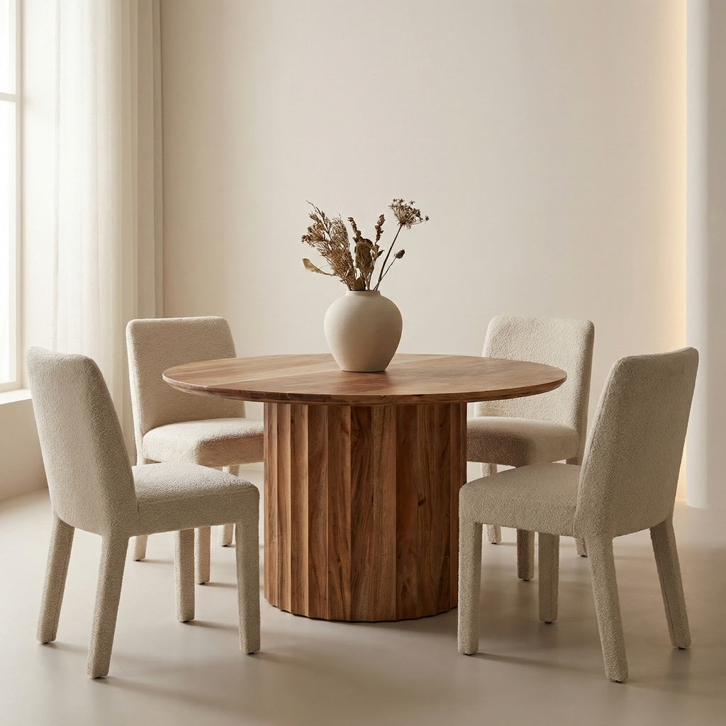 Marisol 53" Fluted Round Dining Table - Natural
