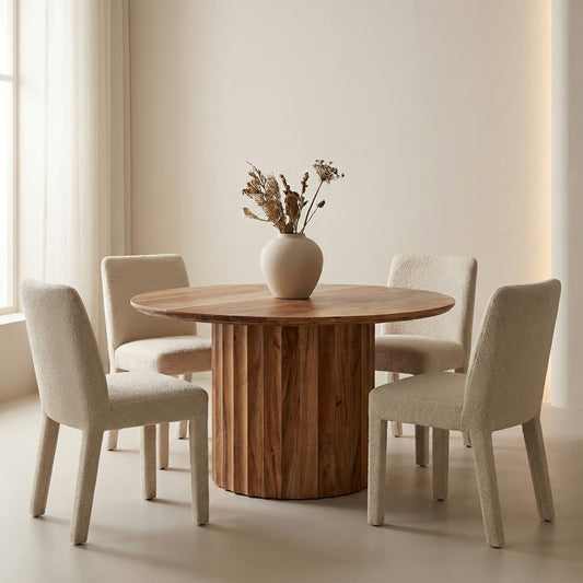Marisol 53" Fluted Round Dining Table - Natural