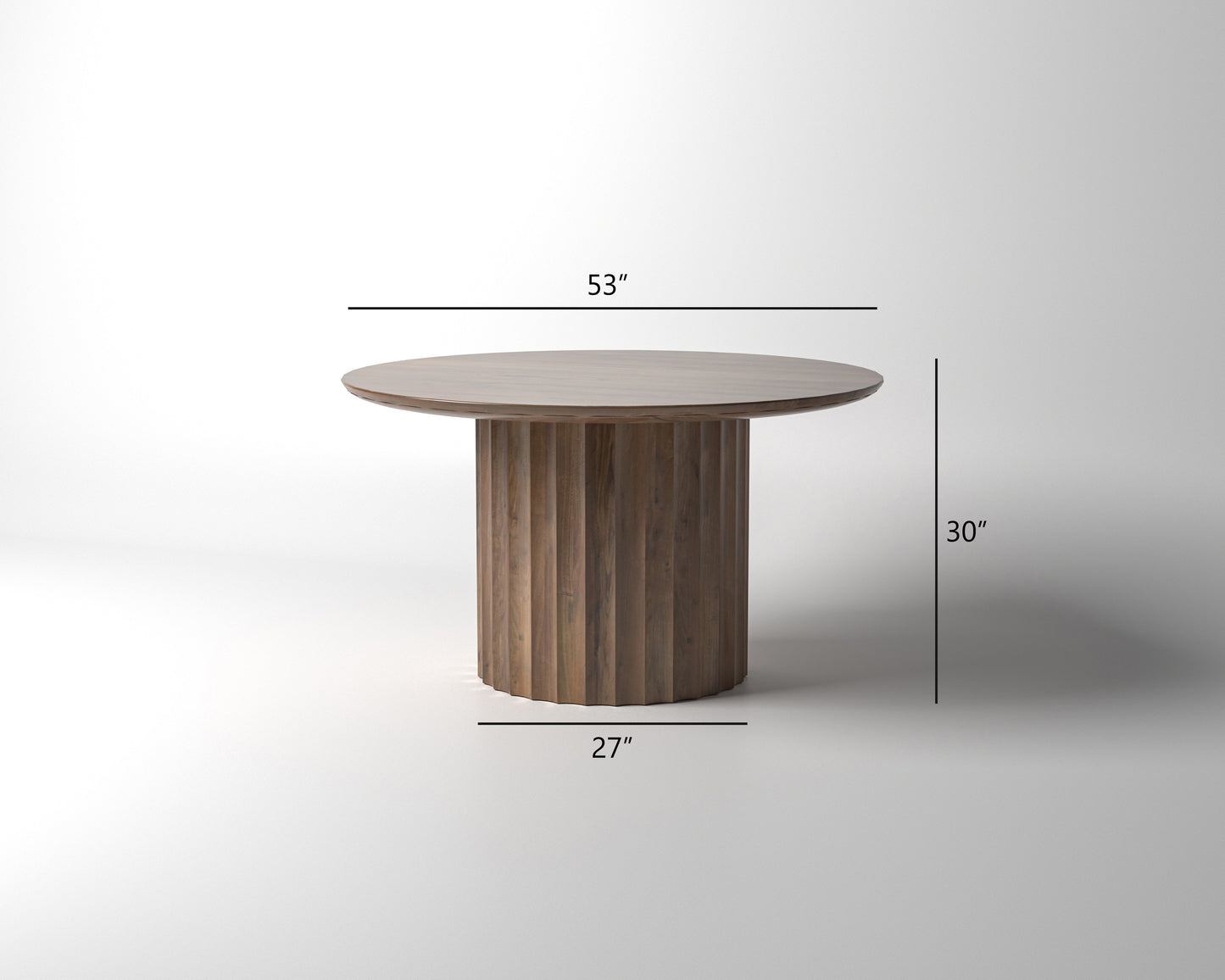 Marisol 53" Fluted Round Dining Table - Natural & Gray