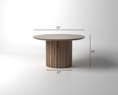 Marisol 53" Fluted Round Dining Table - Natural & Gray