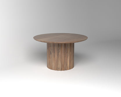 Marisol 53" Fluted Round Dining Table - Natural & Gray