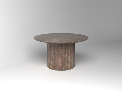 Marisol 53" Fluted Round Dining Table - Natural & Smoke