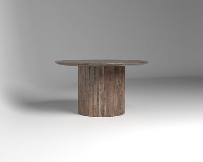 Marisol 53" Fluted Round Dining Table - Natural & Smoke