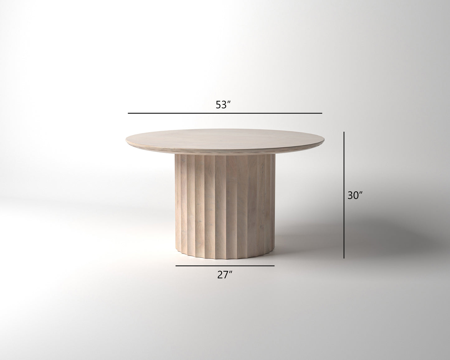 Marisol 53" Fluted Round Dining Table - New White Wash
