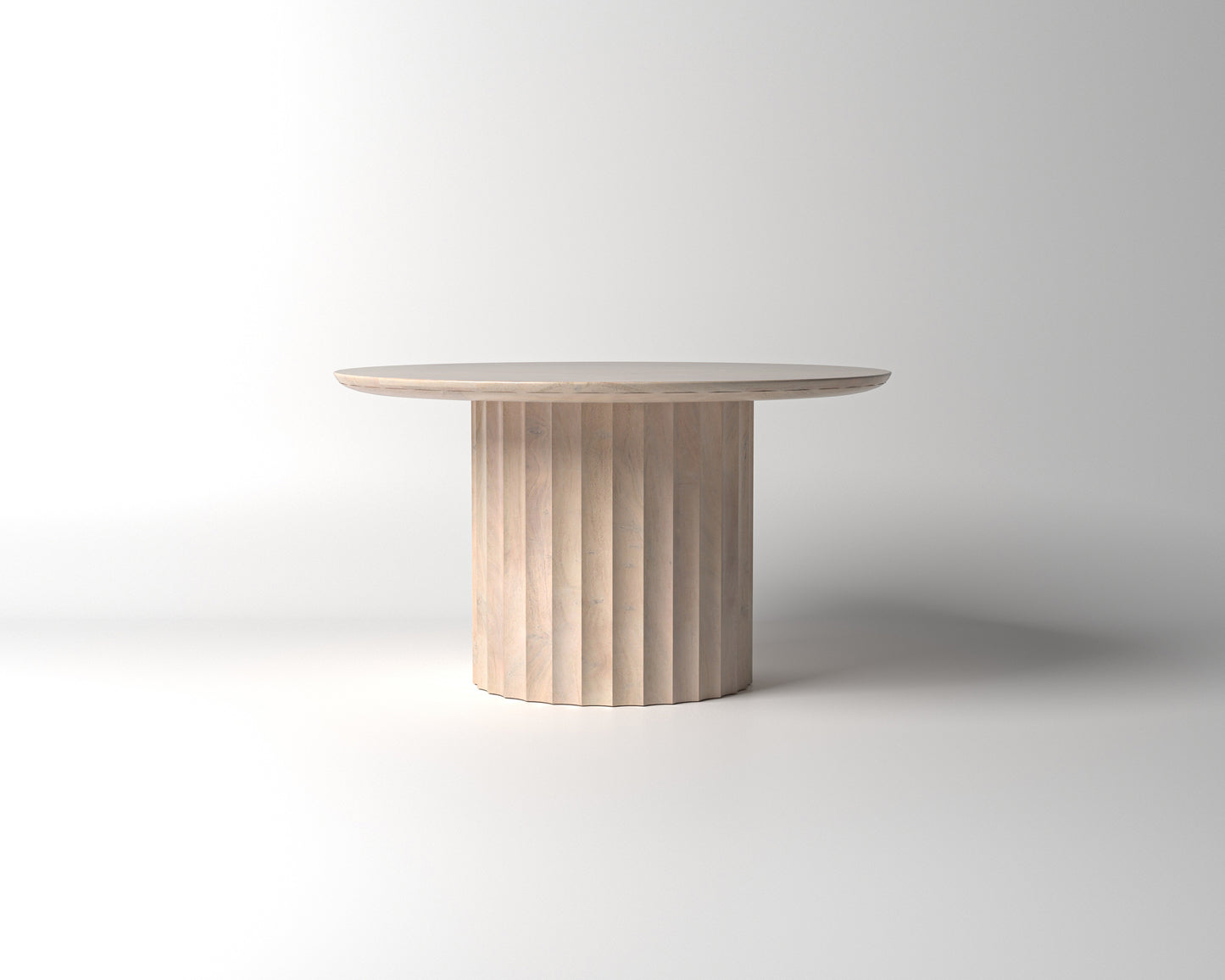 Marisol 53" Fluted Round Dining Table - New White Wash