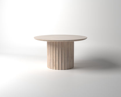 Marisol 53" Fluted Round Dining Table - New White Wash